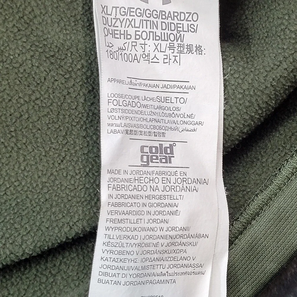 Under Armour ColdGear Mens XL Quarter Zip Pullover Olive Green Heathered Loose